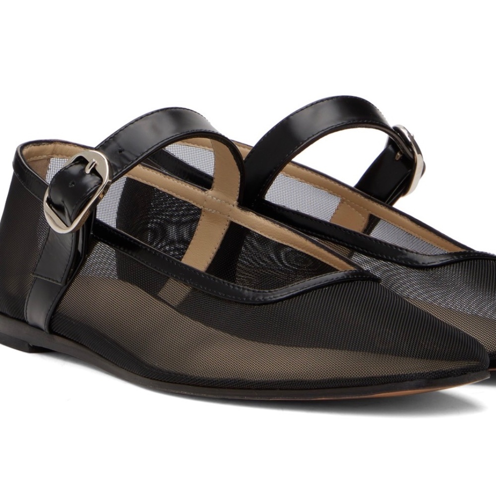 Black Mesh Mary Jane ballerina flat